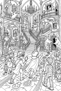 Esploratori nella villa infestata disegno da colorare PDF gratis