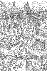 Carnevale di Halloween con zucche e fantasmi disegno da colorare PDF gratis