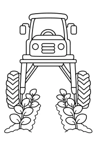 Trattore alto tra le piante disegno da colorare PDF gratis