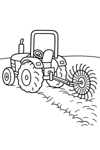 Trator com ancinho de feno desenho para colorir PDF grátis