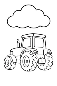 Tractor bajo una gran nube dibujo para colorear PDF gratis