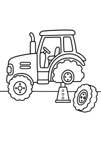 Trattore con ruota staccata disegno da colorare PDF gratis