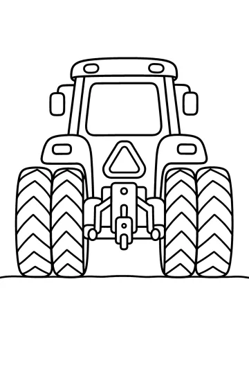 Tracteur vu de derrière avec quatre grands pneus et un attelage central