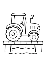 Trattore sul ponticello disegno da colorare PDF gratis