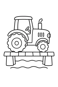 Trattore sul ponticello disegno da colorare PDF gratis