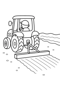 Trattore con rastrello sulla spiaggia disegno da colorare PDF gratis
