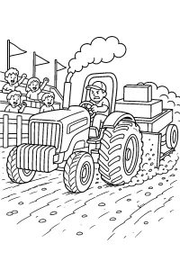 Trattore in gara di traino disegno da colorare PDF gratis