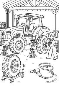 Sostituzione della ruota del trattore disegno da colorare PDF gratis
