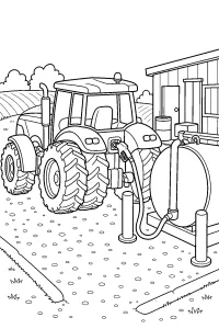 Trattore agricolo al rifornimento disegno da colorare PDF gratis