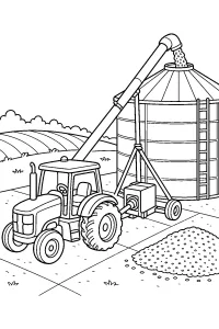 Trattore con coclea per cereali disegno da colorare PDF gratis