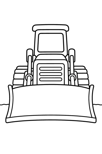 Bulldozer de esteiras visto de frente com lâmina curva grande e janela frontal