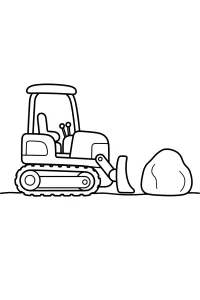 Mini bulldozer cingolato con pietra disegno da colorare PDF gratis