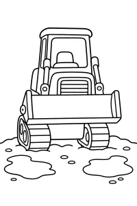 Bulldozer in the Mud coloring page free PDF