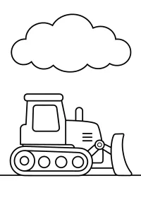 Bulldozer Under a Big Cloud coloring page free PDF