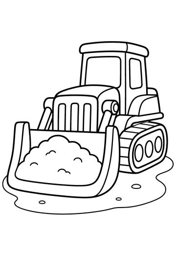 Bulldozer cingolato con grande pala anteriore piena di terra