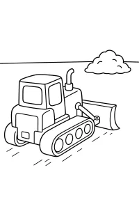 Bulldozer de esteiras com lâmina e nuvem desenho para colorir PDF grátis