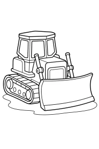 Bulldozer with Curved Blade and Tracks coloring page free PDF