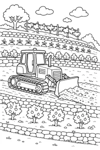 Ruspa cingolata tra i terrazzamenti disegno da colorare PDF gratis