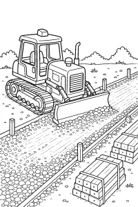 Kettenraupe am Bahngleis-Untergrund malvorlage kostenlos PDF