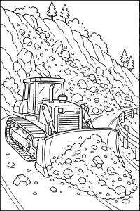 Ruspa sulla strada di montagna disegno da colorare PDF gratis