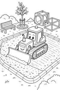 Ruspa cingolata al parco giochi disegno da colorare PDF gratis