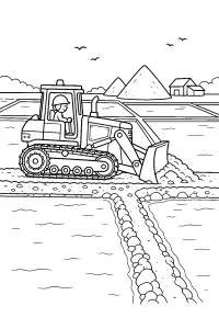 Bulldozer à chenilles dans les salines à colorier dessin à colorier PDF gratuit