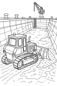 Kettenraupe im Trockendock malvorlage kostenlos PDF