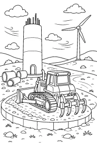 Ruspa alla base della turbina eolica disegno da colorare PDF gratis