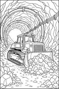 Kettenraupe im Tunnel malvorlage kostenlos PDF