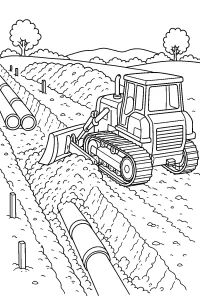 Ruspa cingolata vicino alla trincea disegno da colorare PDF gratis