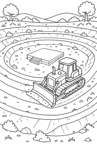 Bulldozer nell'anfiteatro da colorare disegno da colorare PDF gratis