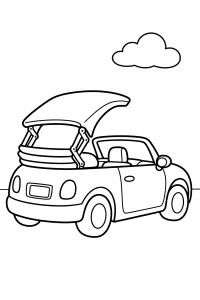 Cabriolet avec capote relevée dessin à colorier PDF gratuit