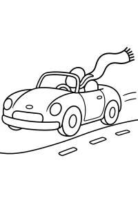 Roadster avec écharpe au vent à colorier dessin à colorier PDF gratuit