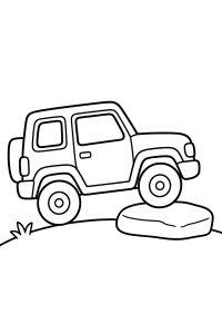 4x4 sur un gros rocher plat dessin à colorier PDF gratuit