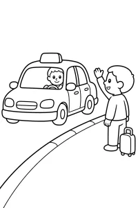Taxi haalt een zwaaiende passagier op