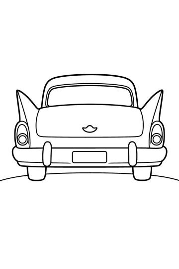 Auto d'epoca vista da dietro con pinne posteriori, fanali rotondi e paraurti