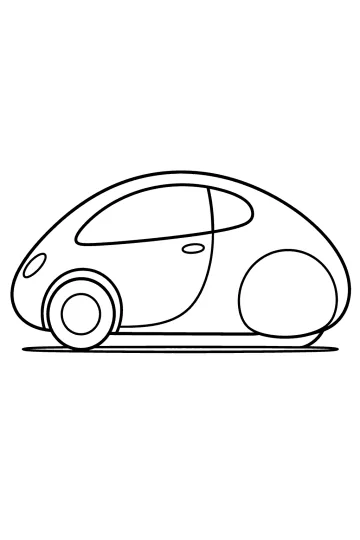 Auto futuristica a forma di goccia vista di lato con finestrino curvo e ruote rotonde