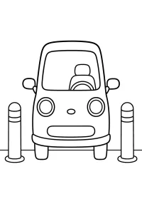 Auto stretta tra due dissuasori disegno da colorare PDF gratis