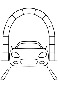 Auto davanti al tunnel disegno da colorare PDF gratis