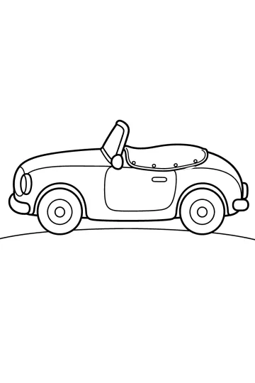 Open roadster van opzij met lange motorkap, voorruit, wielen en een gladde hoes achter de stoel
