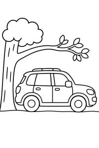 SUV sous une branche basse dessin à colorier PDF gratuit