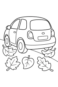 Auto tra le foglie d'autunno disegno da colorare PDF gratis
