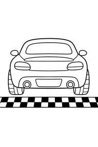 Auto sportiva davanti alla linea a scacchi disegno da colorare PDF gratis