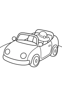 Cabriolet avec chapeau de soleil dessin à colorier PDF gratuit
