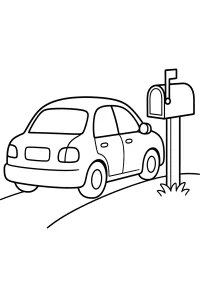 Auto neben dem Briefkasten malvorlage kostenlos PDF