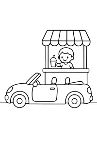 Cabriolet au stand de boissons dessin à colorier PDF gratuit