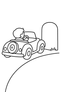 Auto an der Straße mit Meilenstein malvorlage kostenlos PDF