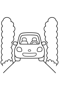 Car Between the Hedges coloring page free PDF