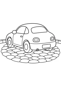 Auto coupé sui ciottoli disegno da colorare PDF gratis