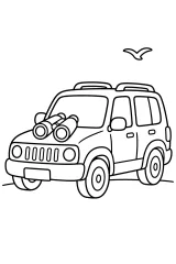 SUV con binocolo sul cofano disegno da colorare PDF gratis
